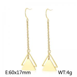 Hollow geometric triangular earrings with long tassel ear hooks Gold-Plating Earring - KE98000-KLX