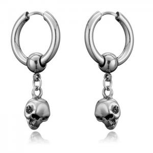 Stainless Steel Skull Halloween Men's Earring - KE98209-WGLN