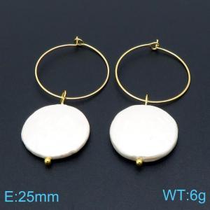 SS Shell Pearl Earrings - KE98504-NM