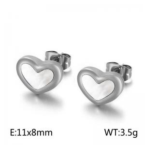 Compact heart-shaped white shell simple heart-shaped earrings - KE98712-KLX