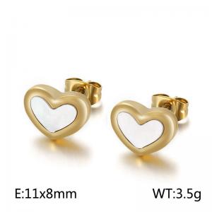 Compact heart-shaped white shell simple heart-shaped Gold-Plating Earring - KE98713-KLX