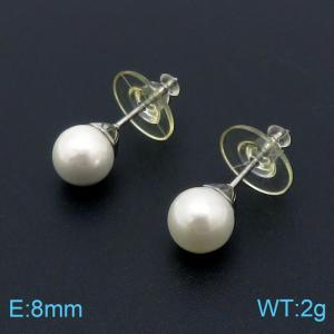 SS Shell Pearl Earrings - KE99363-Z