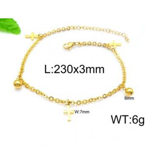 Steel Ball Cross Gold Extended Chain Foot Chain Anklets - KJ1208-Z