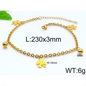 Steel Ball Four leaf Grass Golden Toe Chain Anklet - KJ1212-Z