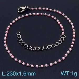 Stainless steel minority creative fashion bohemian pink soft pottery foot chain - KJ3452-Z