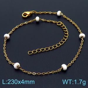 Titanium steel women's resin rice bead anklet - KJ3474-Z