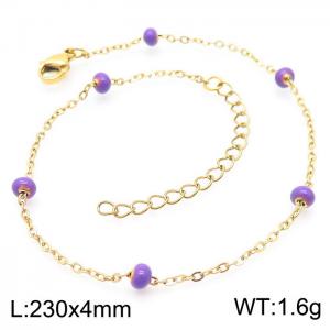 Titanium steel women's resin rice bead anklet - KJ3482-Z