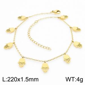 Simple stainless steel palm cross women's anklet - KJ3573-RY