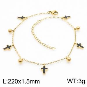 Simple stainless steel cut cross women's anklet - KJ3575-RY