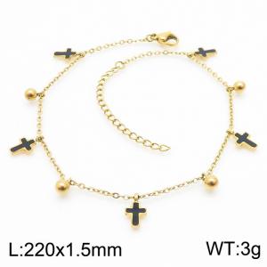 Simple stainless steel cut cross women's anklet - KJ3575-RY