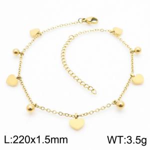 Simple stainless steel heart-shaped cross women's anklet - KJ3579-RY