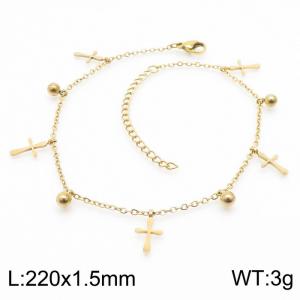 Simple stainless steel cut cross women's anklet - KJ3580-RY