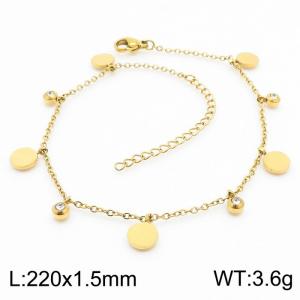Simple stainless steel round plate steel ball women's anklet - KJ3584-RY