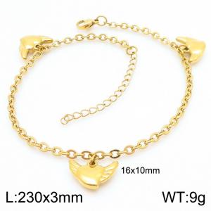 Fashionable and minimalist stainless steel handmade chain three heart bracelet - KJ3777-Z