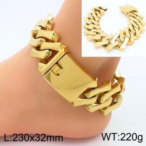 Fashionable stainless steel 230 × 32mm creative design diamond Cuban chain rectangular buckle men's temperament gold ankle chain - KJ3788-KJX