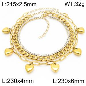Stainless steel multi-layer heart-shaped ankle chain - KJ3913-Z