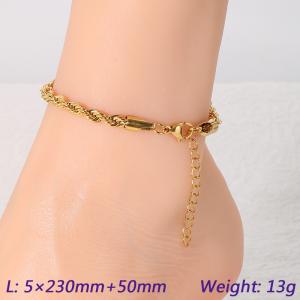 Stainless steel Fried Dough Twists chain anklet - KJ4076-Z