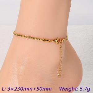 Stainless steel Fried Dough Twists chain anklet - KJ4077-Z