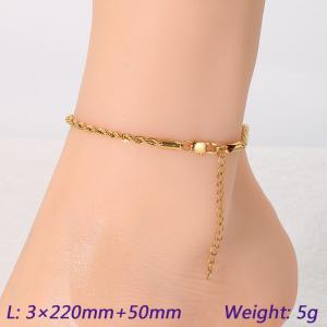 Stainless steel Fried Dough Twists chain anklet - KJ4078-Z