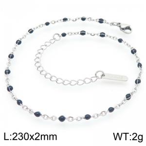Minimalist and niche stainless steel 230 × 2mm black dropper chain lobster buckle charm silver ankle chain - KJ4096-Z