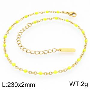 Minimalist and niche stainless steel 230 × 2mm yellow dropper chain lobster buckle charm gold ankle chain - KJ4098-Z