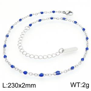 Minimalist and niche stainless steel 230 × 2mm deep blue dropper chain lobster buckle charm silver chain - KJ4101-Z