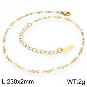 Minimalist and niche stainless steel 230 × 2mm white dropper chain lobster buckle charm gold ankle chain - KJ4102-Z