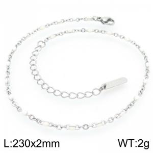 Minimalist and niche stainless steel 230 × 2mm white dropper chain lobster buckle charm silver ankle chain - KJ4103-Z