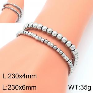 Stainless steel 4mm and 6mm perforated bead bracelet two-piece set - KJ4116-Z