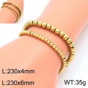Stainless steel 4mm and 6mm perforated bead bracelet two-piece set - KJ4117-Z