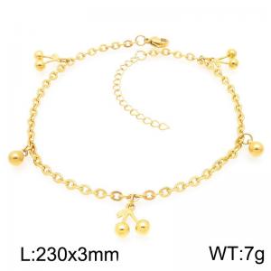 Fashion Cherry Pendant Stainless Steel O-chain Bracelet Gold Silver Color - KJ4332-Z