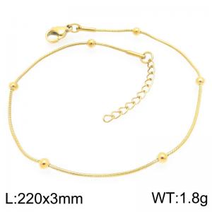 Simple and stylish stainless steel 220 × 3mm bead separated snake bone chain lobster buckle charm gold bracelet - KJ4390-ZJZL