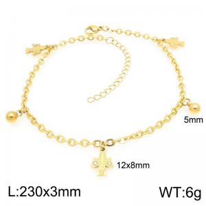 Fashionable stainless steel ankle chain paired with diamond studded airplane pendant - KJ4404-Z
