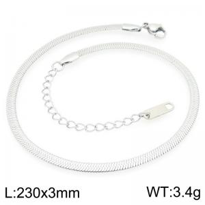 Fashionable and personalized stainless steel 230 × 3mm flat snake bone chain lobster buckle jewelry temperament silver ankle chain - KJ4416-Z