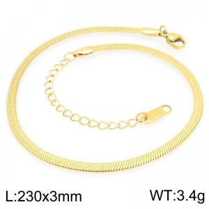 Fashionable and personalized stainless steel 230 × 3mm flat snake bone chain lobster buckle jewelry temperament gold ankle chain - KJ4417-Z
