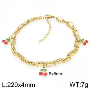 Stainless Steel Red Cherry Anklet For Girl Jewelry Gift - KJ4497-ZG