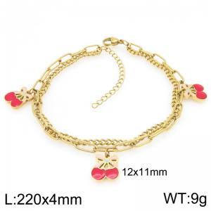 Stainless Steel Red Cherry Anklet For Girl Jewelry Gift - KJ4498-ZG