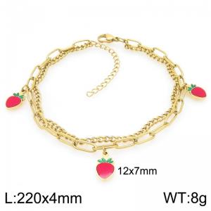 Stainless Steel Strawberry Anklet For Girl Jewelry Gift - KJ4499-ZG