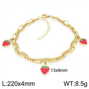 Stainless Steel Strawberry Anklet For Girl Jewelry Gift - KJ4500-ZG