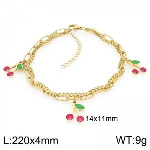 Stainless Steel Strawberry Anklet For Girl Jewelry Gift - KJ4501-ZG