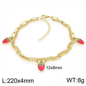 Stainless Steel Strawberry Anklet For Girl Jewelry Gift - KJ4502-ZG