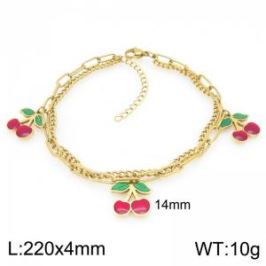 Stainless Steel Red Cherry Anklet For Girl Jewelry Gift - KJ4503-ZG