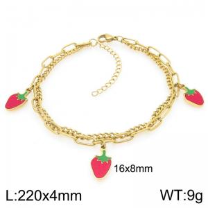Stainless Steel Strawberry Anklet For Girl Jewelry Gift - KJ4504-ZG