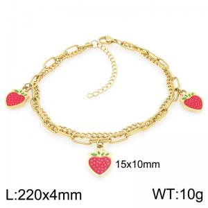 Stainless Steel Strawberry Anklet For Girl Jewelry Gift - KJ4505-ZG