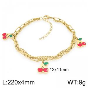 Stainless Steel Red Cherry Anklet For Girl Jewelry Gift - KJ4507-ZG