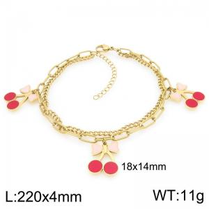 Stainless Steel Bow Cherry Anklet For Girl Jewelry Gift - KJ4508-ZG