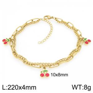 Stainless Steel Red Cherry Anklet For Girl Jewelry Gift - KJ4509-ZG