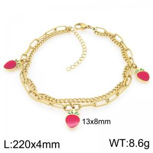 Stainless Steel Strawberry Anklet For Girl Jewelry Gift - KJ4510-ZG