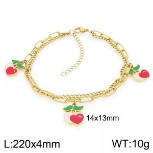 Stainless Steel Heart-shaped Cherries Anklet For Girl Jewelry Gift - KJ4511-ZG