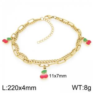 Stainless Steel Red Cherry Anklet For Girl Jewelry Gift - KJ4512-ZG